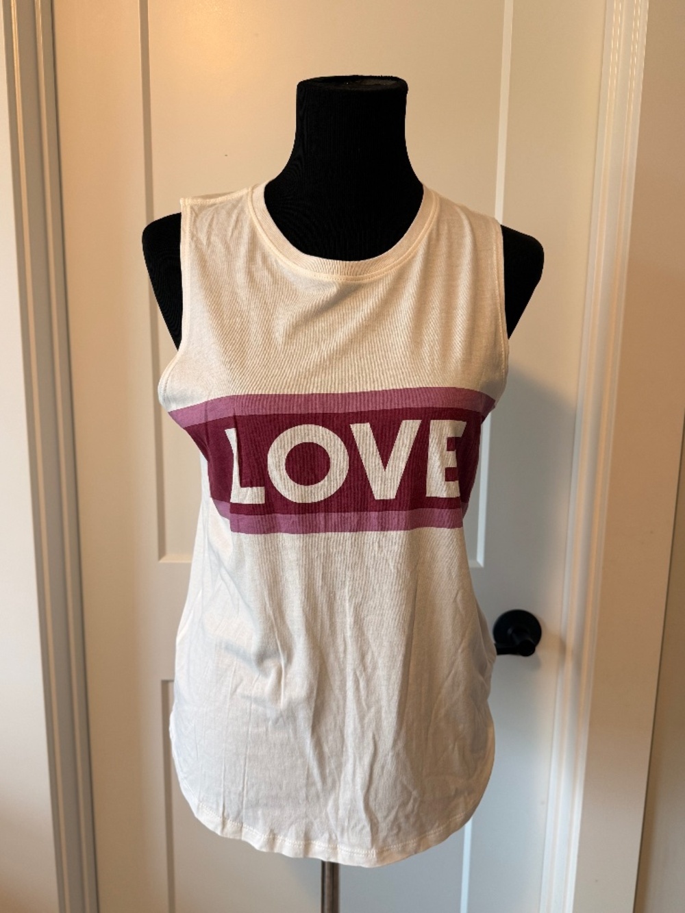 NWT Spiritual Gangster Love Graphic Tank Off White Purple Stripe Muscle Tee M